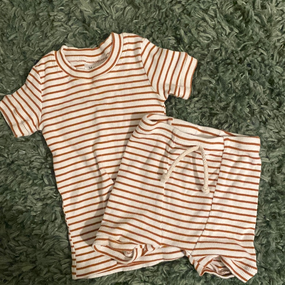 Mebie baby short lounge set- honey stripe